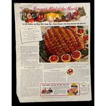 Armour Meats Star Ham Print Ad 1938 Vintage Christmas Dinner Meal of the Month - £13.53 GBP