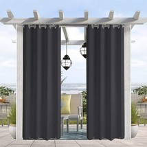 Water &amp; Wind Resistant Outdoor Curtain (50&quot; W x 108&quot; L, Carbon Grey) - £14.34 GBP