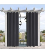 Water &amp; Wind Resistant Outdoor Curtain (50&quot; W x 108&quot; L, Carbon Grey) - £14.46 GBP