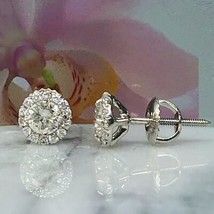 Rund Schliff 0.80 Karat Natürlich Diamant Pavé Ohrstecker 14k Weiß Golde... - $1,370.75