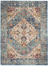 5' X 7' Blue And Ivory Power Loom Area Rug - $3,312.89 MXN