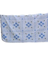 Chenille Bedspread Blue White QUEEN 90x90 Polyester Blend - $58.05