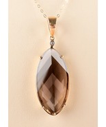 *10K Yellow Gold Smoky Quartz &amp; Diamond Pendant Necklace 18&quot; - $449.99