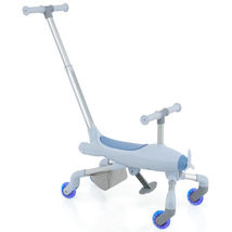 2-in-1 Kids Ride-on Push Car with LED Lighted Wheels-Navy - Color: Navy - $80.80