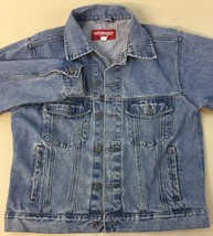 Wrangler Hero Denim Jean Jacket Blue Men size Large Faded Clean No Damage - £31.53 GBP