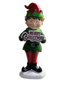 Elf Statue Holding A Sign That States  Merry Christmas- Holiday 12 Inches - £94.28 GBP