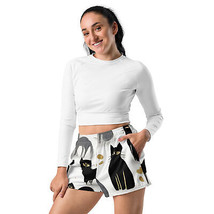 New Women’s XS-3XL Athletic Shorts Cat Design Stretch Elastic Waist Pockets - £20.34 GBP+