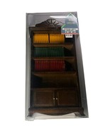 NIB Dollhouse Miniatures MINI DREAMS Walnut Bookcase, books &amp; doors (35 ... - £15.98 GBP