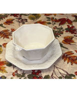 Vintage California Pottery White Soup Tureen Grape Pattern W/ Underplate - $41.16 CAD