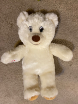 BAB White Teddy Plush Build A Bear Brown Nose, Feet, &amp; Eyes Plush Stuffe... - £8.95 GBP