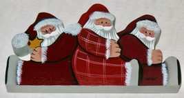 3 Wood Santa Clauses Hand Painted Christmas Folk Art Signed Ooak! - £9.77 GBP