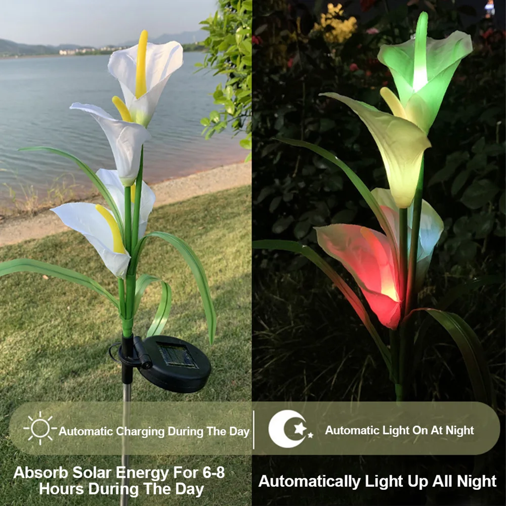 Solar Light Simulation Calla Lily Five Head Lights Multicolor Solar Flower IP65  - £89.65 GBP