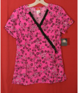Dickies DK714 Black Pink Floral Print Stretch Mock Wrap Scrub Medical To... - €14,50 EUR