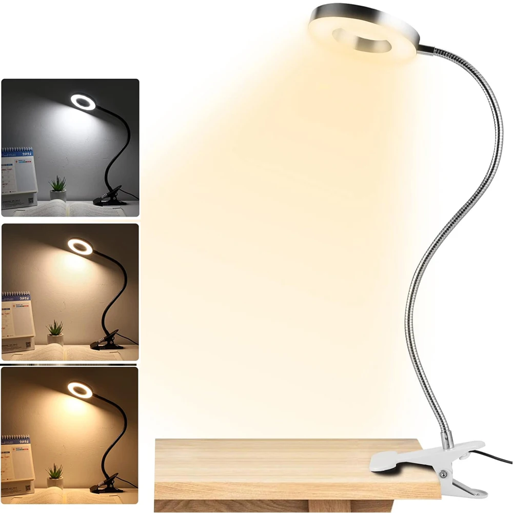 LED Reading Lights 360°Flexible Gooseneck Dimmable Table Lamp Clip On In... - $10.57+