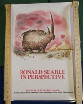 RONALD SEARLE Poster 1985 Rhinoceros Cartoon Rhino Library St. Trinian&#39;s Art - £26.04 GBP