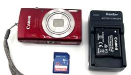Canon Power Shot Elph 180 20MP Digital Camera 8x Zoom Hd Red Bundle Near Mint - $273.64