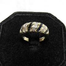 14k Yellow Gold Sapphire &amp; Diamond Ring Sz 6.5 Ladie&#39;s Band 3.2g Vintage .75tcw - £281.33 GBP