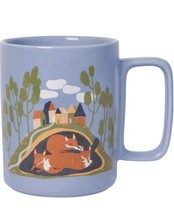 Danica Studio Burrow Mug Periwinkle Blue Foxes Badgers Storybook Sq Handle HTF - $24.02