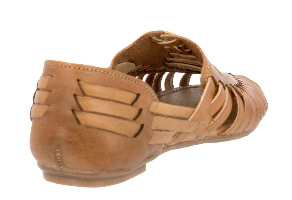 Women Sandals Mexican Huarache Real Leather Closed Slip On Light Brown Boho #107 Item image 3