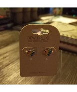 Dew drops for sensitive ears rainbow heart stud earrings - $9.50