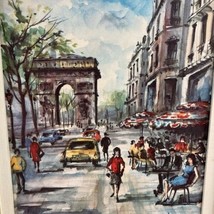 Arc de Triomphe Paris Street Scene Watercolor Print Signed Arno Framed - £44.94 GBP