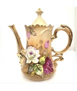 Vtg Lefton NE 1866 Coffee Pot Handpainted Pot And Lid Porcelain Roses 24... - £67.49 GBP