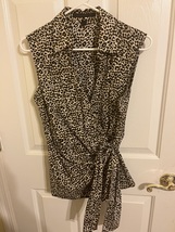Leopard Print Wrap Shirt, Size Large - $10.00