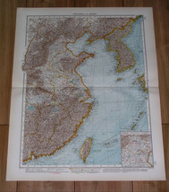 1930 Original Vintage Map Of Eastern China Korea Taiwan Shanghai Beijing Asia - £29.61 GBP