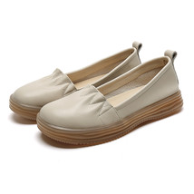 Genuine Leather Women Loafers Shoes  Cowhide White Women Flats Casual Slip on Lo - £56.22 GBP