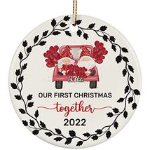 Our First Christmas Together Gnomes Circle Ornament 2022 1st 3 Inches Free Hangi - £15.78 GBP