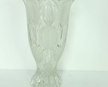 Crystal Industries Moravia Footed 10&quot; Clear Frosted Oval Tulips Glass Vase - £46.97 GBP