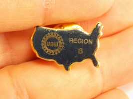 UAW UNITED AUTO WORKERS REGION 8 LAPEL STICK PIN SHAPED LIKE AMERICA USA - $8.90