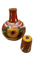 Mexican Folk Art Pottery Large Tequila Carfe Tumble Up Cup Sunflowers Birds - £30.99 GBP