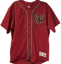 New York Yankees Vintage 90s MLB AL Majestic Burgundy Sewn Team Logo Jer... - £71.62 GBP