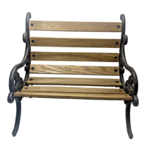 Vintage Wrought Iron &amp; Wood Miniature Doll Park Bench 9.5 x 8.5 x 7.5 - 1990&#39;s - £23.46 GBP