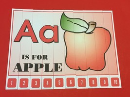 Letter A Apple - Number Sequencing Puzzle, numbers 1-10 Laminated - £3.07 GBP