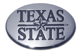 tsu texas state bobcats oval logo chrome car auto emblem usa made - £24.04 GBP