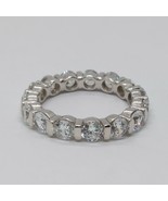 14K Oro Bianco Sopra 3 KT Rotondo Bar-Set Diamante Intera Eternity Fede ... - €240,91 EUR