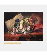Acrylic On Board Still Life Painting Of Flowers - £235.36 GBP