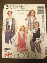 5991 UNCUT Mccall&#39;s Easy Sewing Pattern Misses/ Men Unisex Vest Large  4... - $5.89