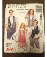 5991 UNCUT Mccall&#39;s Easy Sewing Pattern Misses/ Men Unisex Vest Large  4... - £4.66 GBP