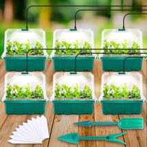 Seed Starter Tray, 6PCS Seed Starter Kit with Grow Light, Seedling Trays with Hu - £25.27 GBP