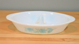 Vintage Glasbake by Jeanette Blue Thistle Divided Casserole Vegetable Dish - £7.71 GBP