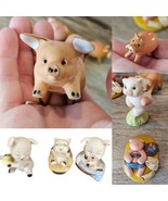 Vintage Lot Miniature Pig Figurines Nic Nacs Ceramic Wood Stone Clay 8 P... - $24.04