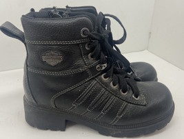 Harley Davidson Boots Womens 5.5 Tamia Black Leather Lace Up Motorcycle ... - $39.60