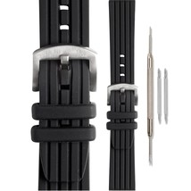 Morellato Brenta Rubber Watch Strap - Black - 20mm - Satin-finish Stainless Stee - £29.75 GBP