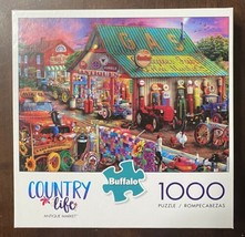 Buffalo 1000 Pc Jigsaw Puzzle ANTIQUE MARKET Country Life Store Quilts Excellent - £9.49 GBP