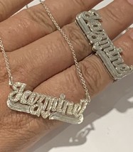 Sterling Silver Name Ring And Necklace Jazmine Rig Sz 6.5&amp;7 And 19”Chain - £98.06 GBP