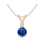 ANGARA 1.04 Ct Natural Blue Sapphire Pendant With Diamond in 14K Gold (AAA) - $3,593.52