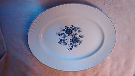 RoyalBlue - Wedgwood - 14&quot; oval Serv. platter - blue floral center- swir... - $14.25